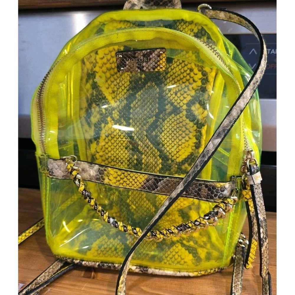 Victorias Secret Girls Neon Green Snake Print Small Backpack